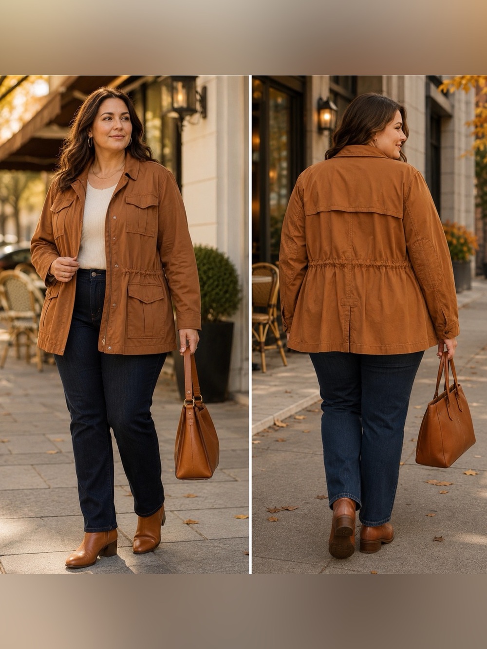 Lane Bryant Cognac Utility Field Jacket Size 16 NWT
